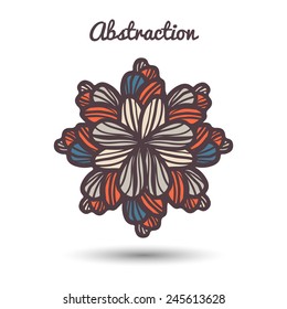 Isolated abstract mandala in east style. Pastel colors. Vector.