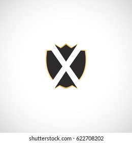 Isolated abstract medieval shield logo, coat of arms logotype on white background vector illustration