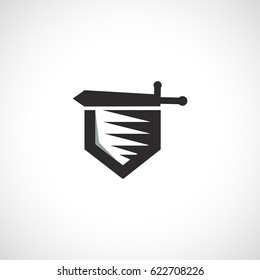 Isolated abstract medieval shield logo, coat of arms logotype on white background vector illustration