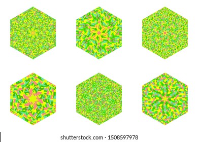 Isolated abstract mosaic hexagon polygon set - geometrical vector design element