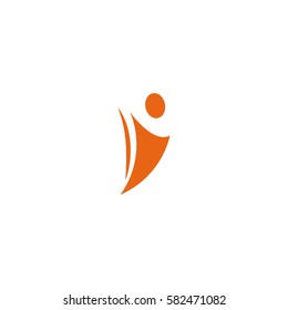 Isolated abstract orange color human body in motion silhouette logo on white background vector illustration