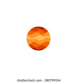 Isolated abstract orange color round shape logo on white background, sun vector illustration