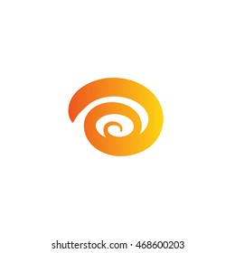 Isolated abstract orange color spiral vector logo. Hurricane, tornado,swirl logotype. Wind element. Spinning ribbon sign. 