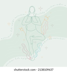 Isolated abstract outline of woman doing yoga Vector