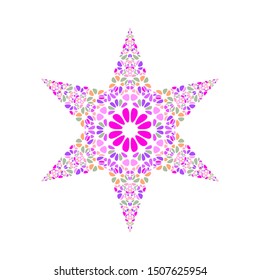 Isolated abstract petal star shape - pentagonal colorful geometrical vector design element from curved stones
