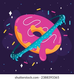 Plátano abstracto aislado con forma de donut Estrella cósmica Vector