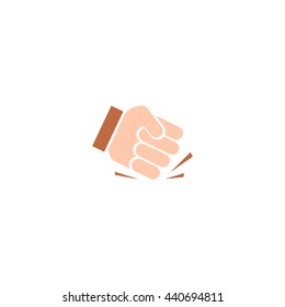 Isolated abstract pounding fist vector logo. Human hand illustration. Aggression sign. Protest symbol.