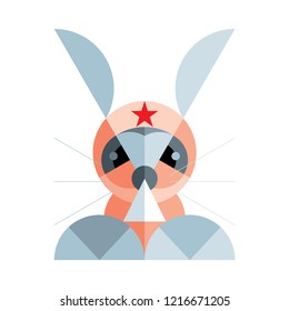 Isolated abstract rabbit in an astronaut suit