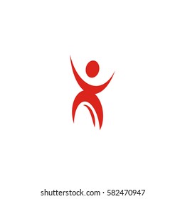 Isolated abstract red color human body in motion silhouette logo on white background vector illustration