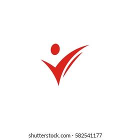 Isolated abstract red color human body in motion silhouette logo on white background vector illustration
