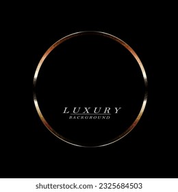 Isolated abstract round frame with gold mosaic on black design
