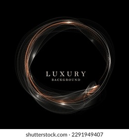 Isolated abstract round frame, white tulle on a black background