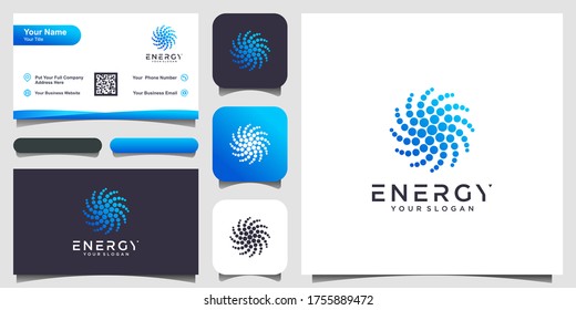 Isolated abstract round shape blue color logo, dotted stylized sun logotype on white background vector illustration. logo design and business card