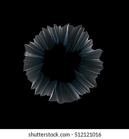 Isolated abstract round shape drapery logo. Wavy texture logotype. Unusual crumpled icon. Vector illustration