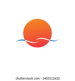 Isolated abstract round shape orange color logo, sun and wave logotype vector illustration isolated on white background.