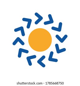 Isolated abstract round shape orange color logo set, sun logotype collection vector illustration