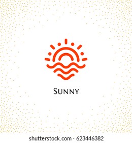 Isolated abstract round shape orange color logo , sun logotype vector illustration on a background of dots