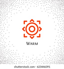 Isolated abstract round shape orange color logo, sun logotype vector illustration on a background of dots.