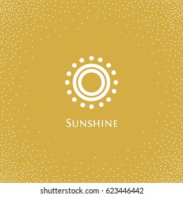 Isolated abstract round shape orange color logo , sun logotype vector illustration on a yellow background of dots