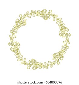 Isolated abstract round wreath shape. Natural symbol.