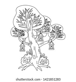 Isolated abstract and season tree design vector illustration