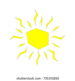 Isolated abstract shining sun logo in yellow color - Eps10 vector graphics and illustration