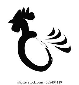 Isolated abstract silhouette of a rooster, Vector illustration