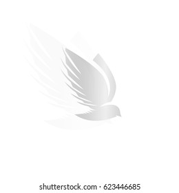 Isolated abstract silver color birds silhouettes logo on white background, wings and feathers elements logotype set vector illustration.