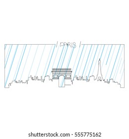 Isolated abstract skyline of Paris, Vector illustration