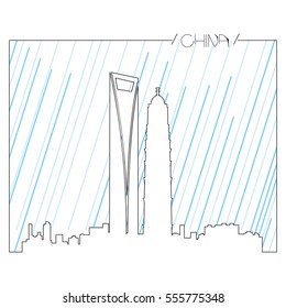 Isolated abstract skyline of Shanghai, Vector illustration