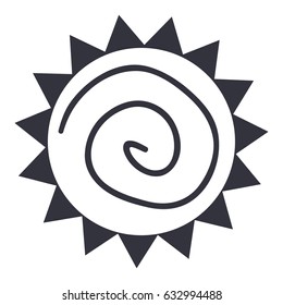 Isolated abstract sun silhouette on a white background, Vector illustration