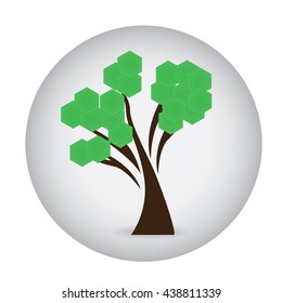 Isolated abstract tree label, vector illustration