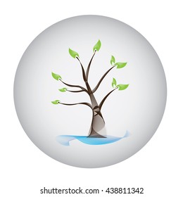 Isolated abstract tree label, vector illustration