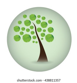 Isolated abstract tree label, vector illustration