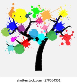 Isolated abstract tree on a colored background. Vector illustration