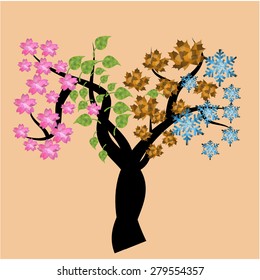 Isolated abstract tree on a colored background. Vector illustration