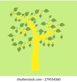 Isolated abstract tree on a colored background. Vector illustration