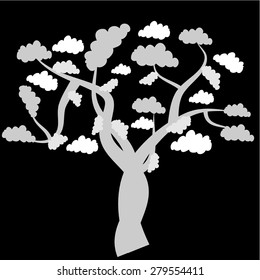 Isolated abstract tree on a colored background. Vector illustration