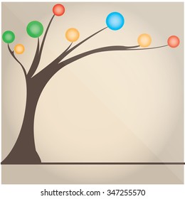 Isolated abstract tree on a colored background