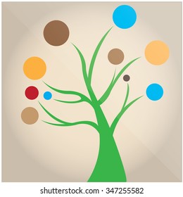 Isolated abstract tree on a colored background