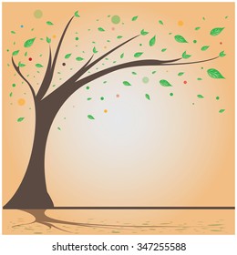 Isolated abstract tree on a colored background