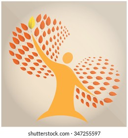 Isolated abstract tree on a colored background