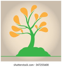 Isolated abstract tree on a colored background