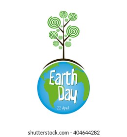 Isolated abstract tree and our planet on a white background