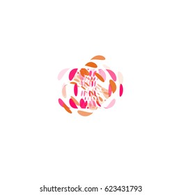 Isolated abstract unusual shape logo of bubbles, dotted logotype on white background vector illustration.