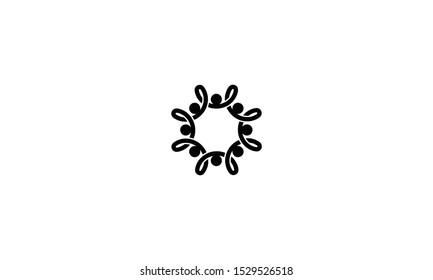Isolated abstract vector logo. Decorative flower element. People holding hands logotype. International friendship sign. Children illustration. - Vector