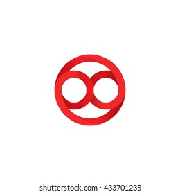 Isolated abstract vector logo. Red color logotype. Infinity sign inside of the circle.