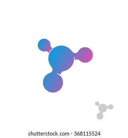 Isolated abstract vector logo. Virus icon. Violet bubbles illustration. Molecular logotype. Chemical element. Medical symbol. Microbiology Germ image. 