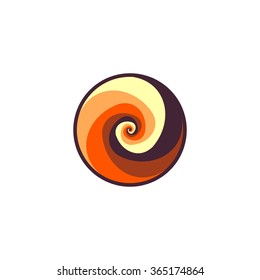 Isolated abstract vector spiral logo. Caramel candy icon. Creamy dessert image. Seashell sign. Loading symbol. Photo lens logotype. Wavy element. 