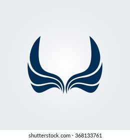 Isolated abstract vector wings logo. Spread black sign. Birds flight icon. Airline company label. Plane emblem. Simple flat image. Gerb template. 